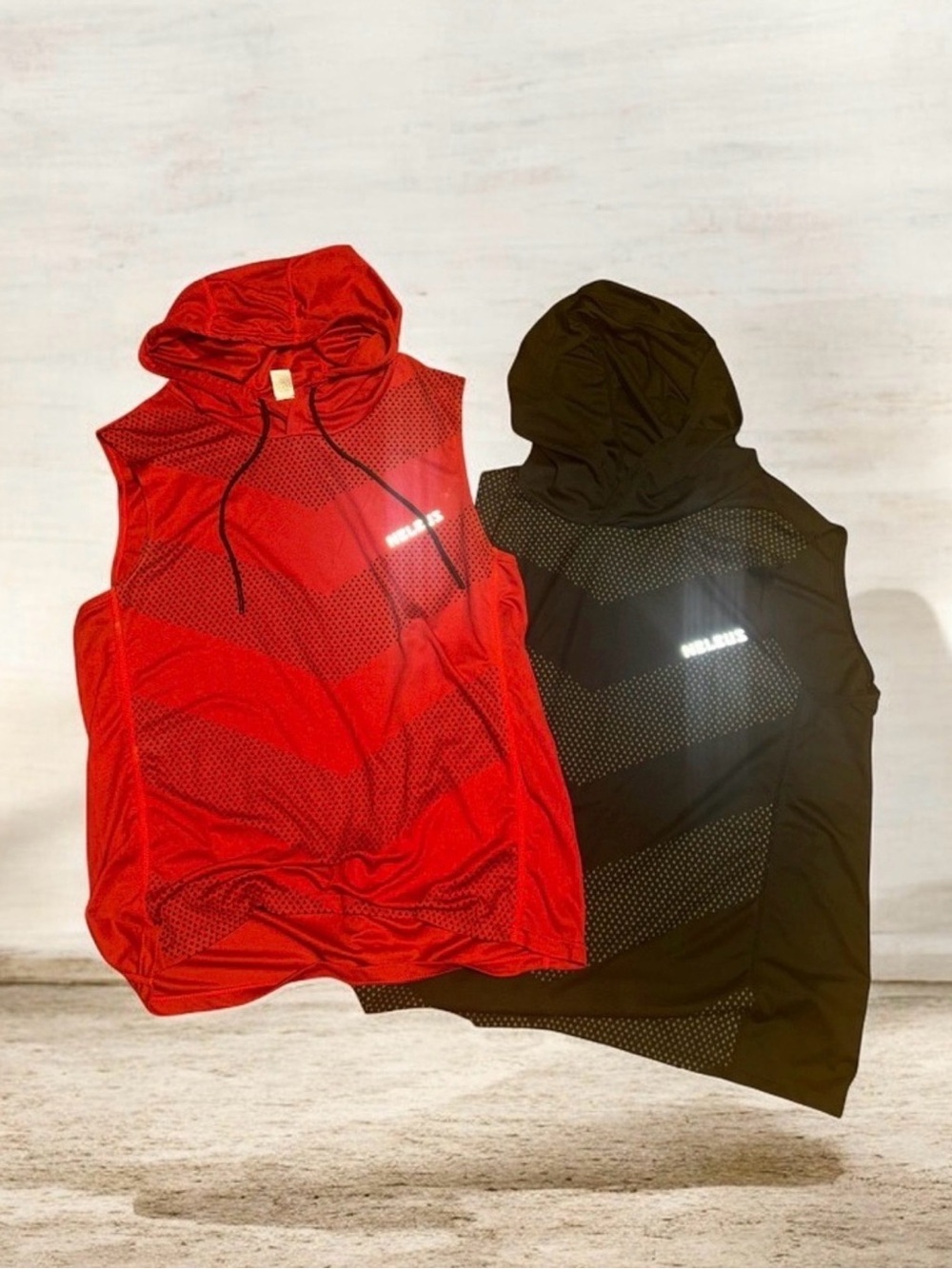 Neleus Sleeveless Hooded Athletic Tee - Red & Black